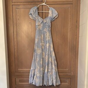 Free People Elegant Blue Floral Dress